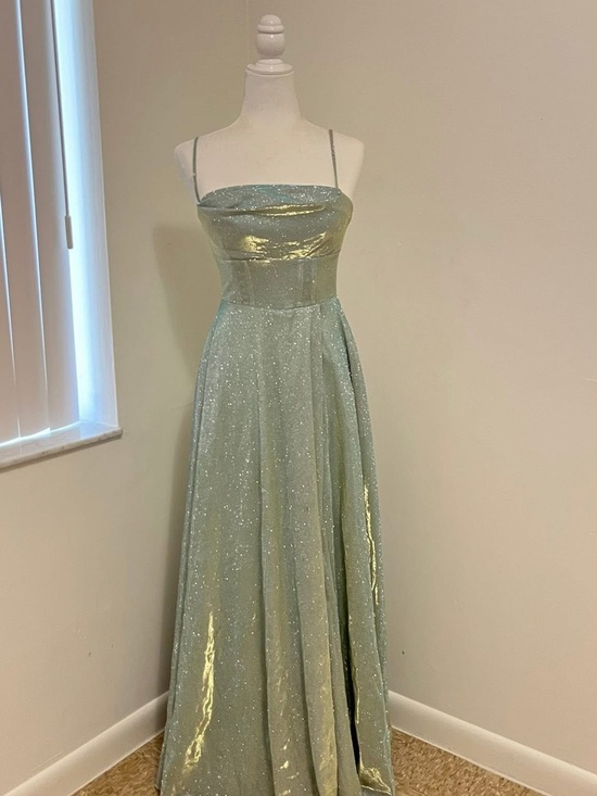 Windsor Dresses & Skirts - Windsor Sparkle Sage Green Spaghetti Strap Dress